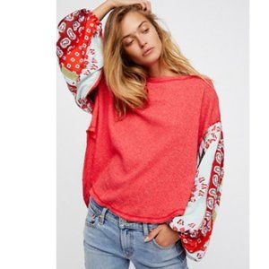 Free People Red Blossom Thermal Top XS